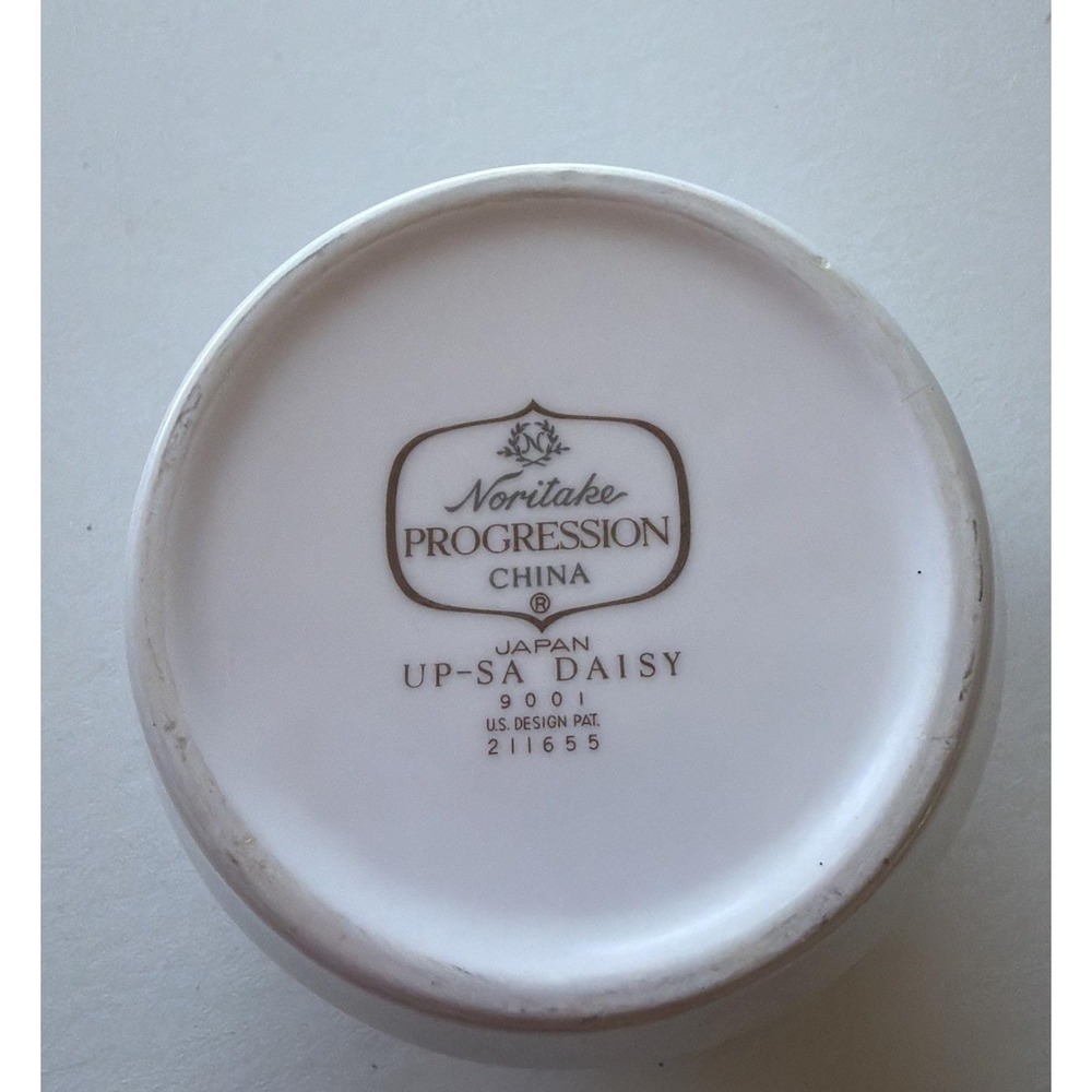 Noritake Progression Up-sa Daisy Sugar Bowl Blue‎ Flower Green Band *No lid - Picture 2 of 4